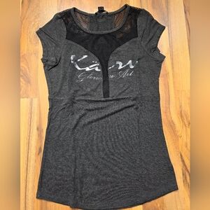 Kow Women's Charcoal Mesh Accent Tee